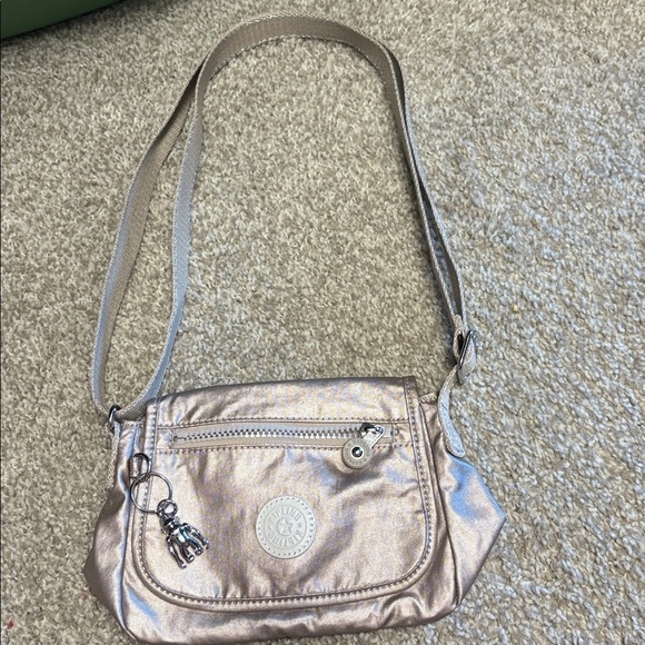 Kipling gray& silver Metallic Messenger Bag Durable, Functional and CUTE! - Picture 1 of 13